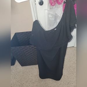 Black target bathing suit cover up